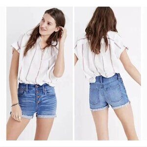 Madewell High Rise Denim Shorts with Exposed Button Fly | Size 27